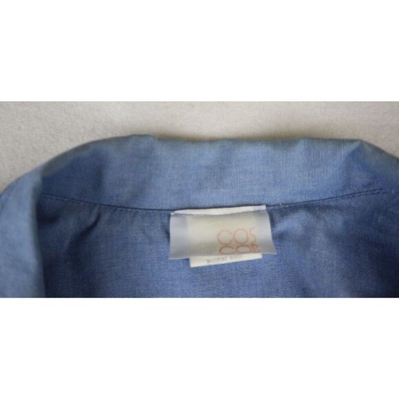 VINTAGE WOMEN'S BLUE 3/4 SLEEVE BUTTON-UP TOP - COS COB - SIZE 38 - Picture 5 of 8